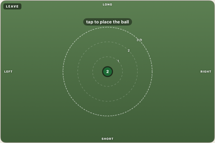 Placing a ball on a full-screen green in landscape