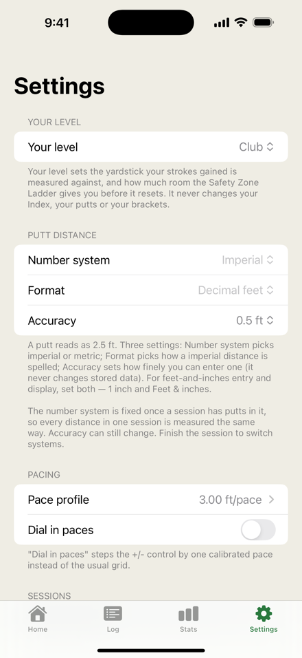 Settings: number system, format, accuracy